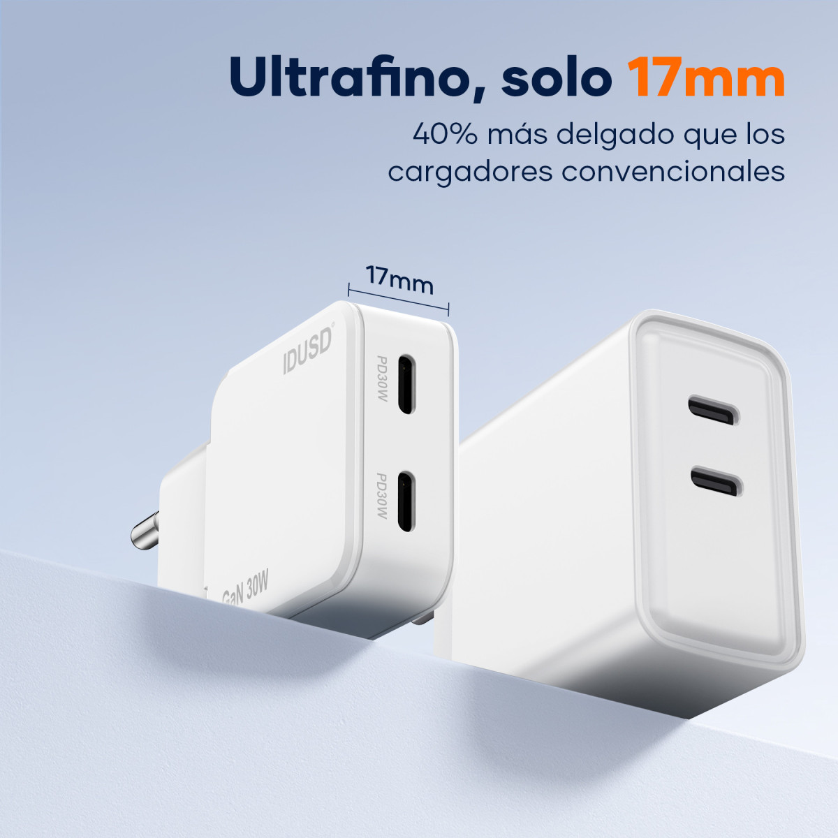 Cargador GaN PD30W C+C – PD USB-C – Ultrafino y Eficiente