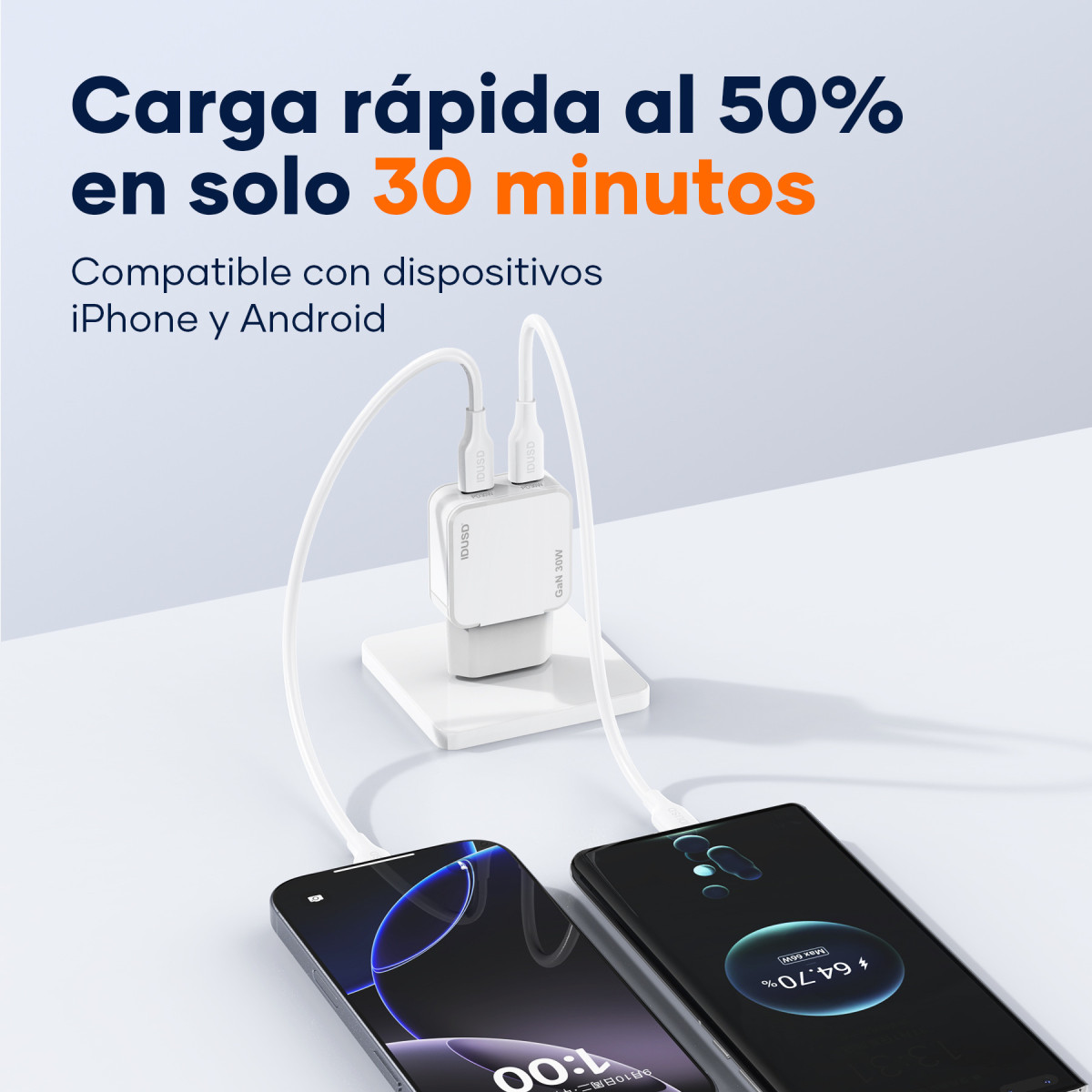Cargador GaN PD30W C+C – PD USB-C – Ultrafino y Eficiente
