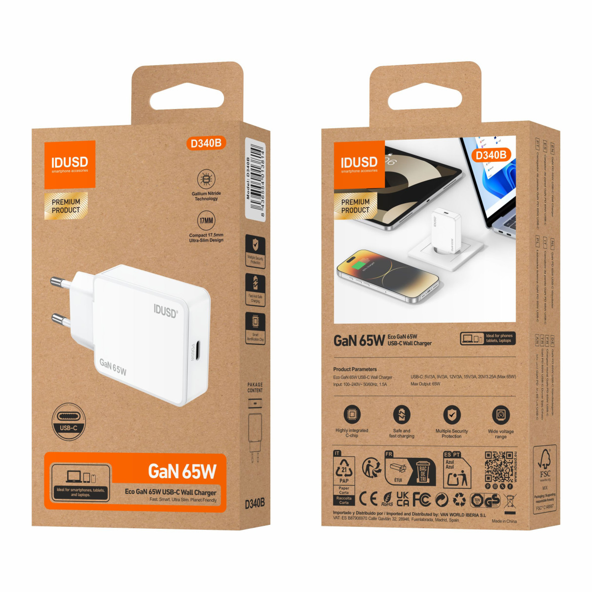 Cargador GaN PD65W 1C - D340B