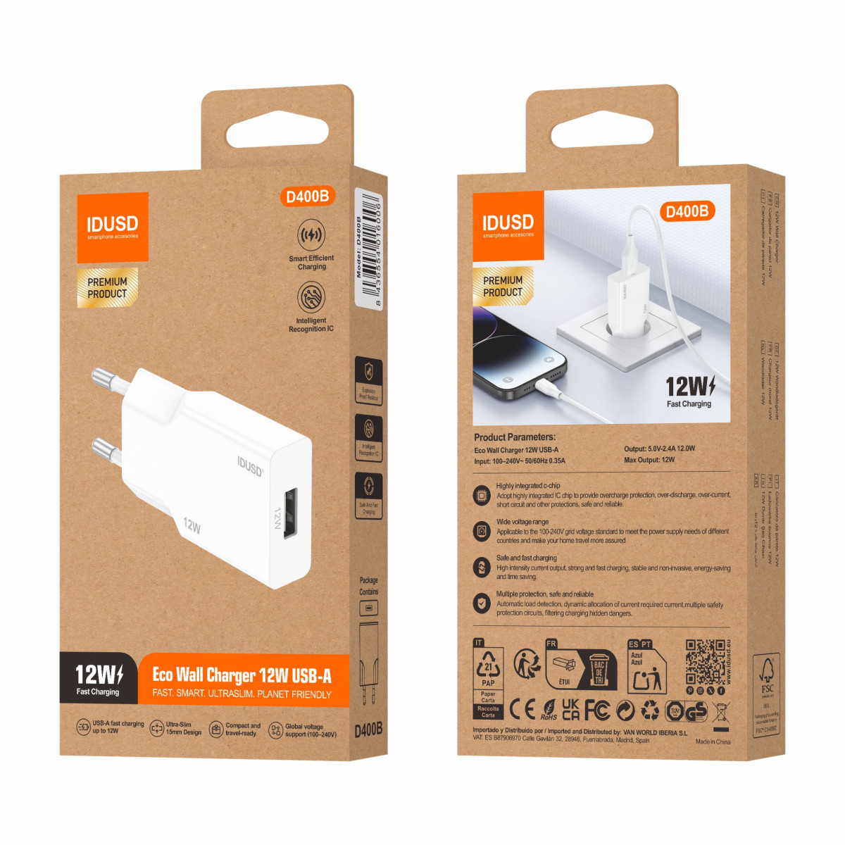 Cargador 12W – Ultrafino y Compacto