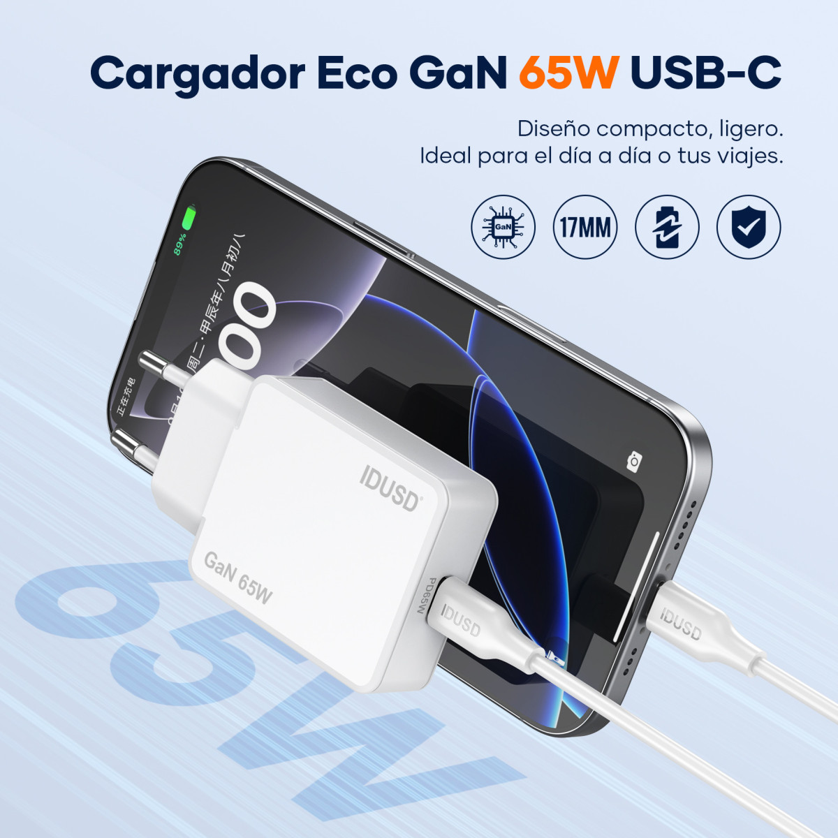 Cargador GaN PD65W 1C - D340B