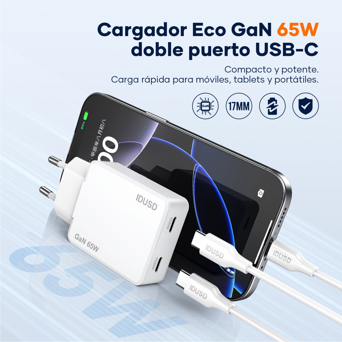 Cargador GaN PD65W  C+C - D360B