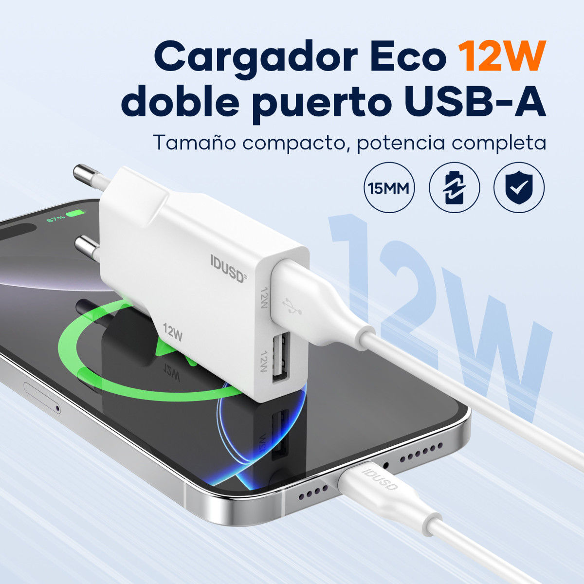 Cargador 12W 2U - USB-C - D413B