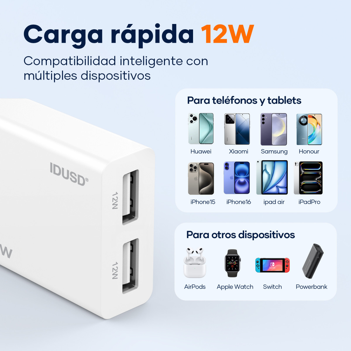 Cargador 12W 2U - USB-C - D413B