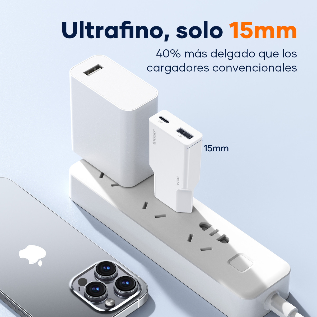 Cargador 12W A+C – USB-C – Ultrafino y Compacto