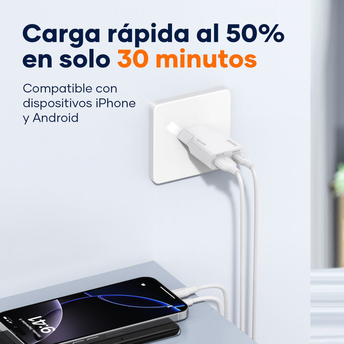 Cargador GaN PD20W A+C – Ultrafino y Compacto