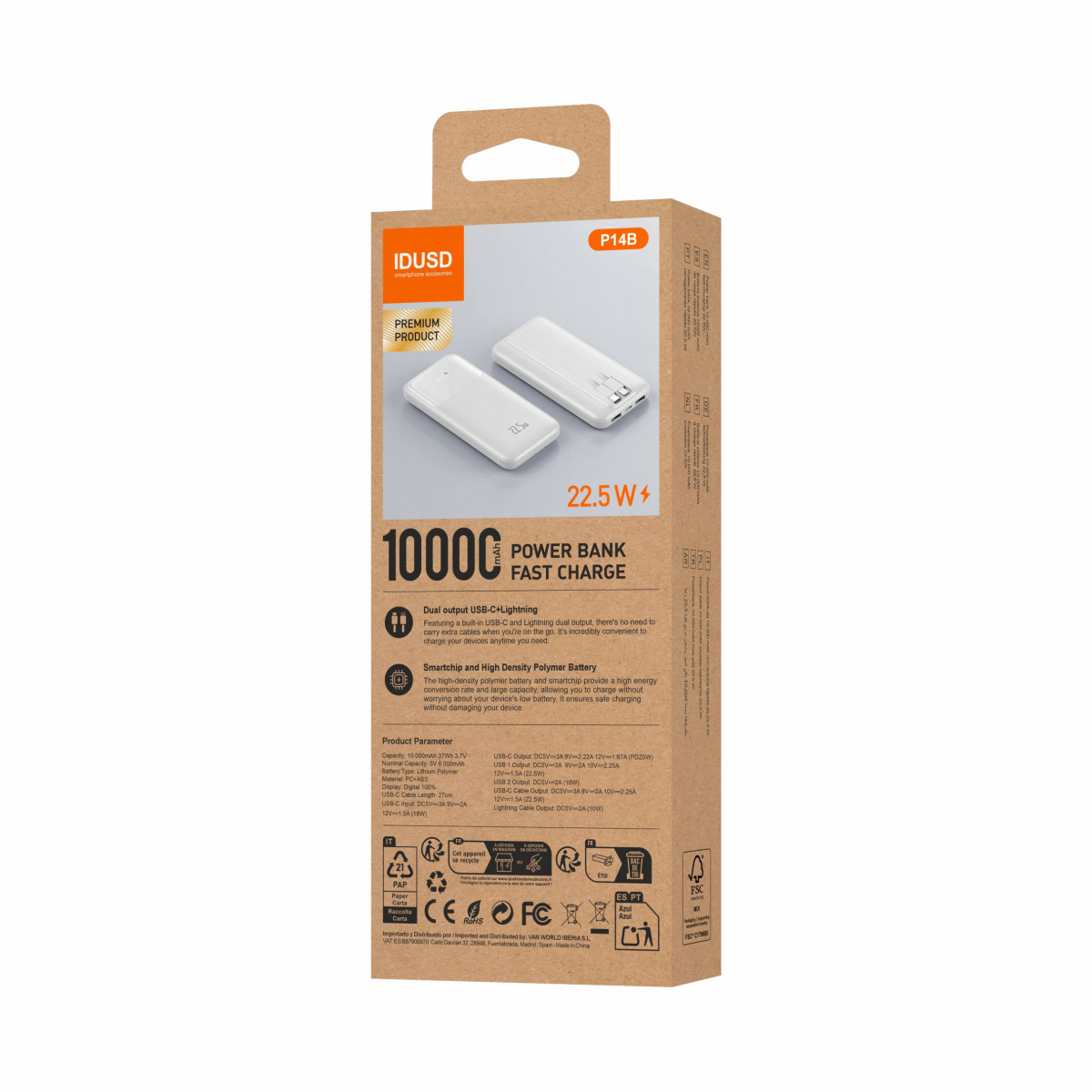 Eco Power Flow 10.000mAh 22.5W Blanco - P14B