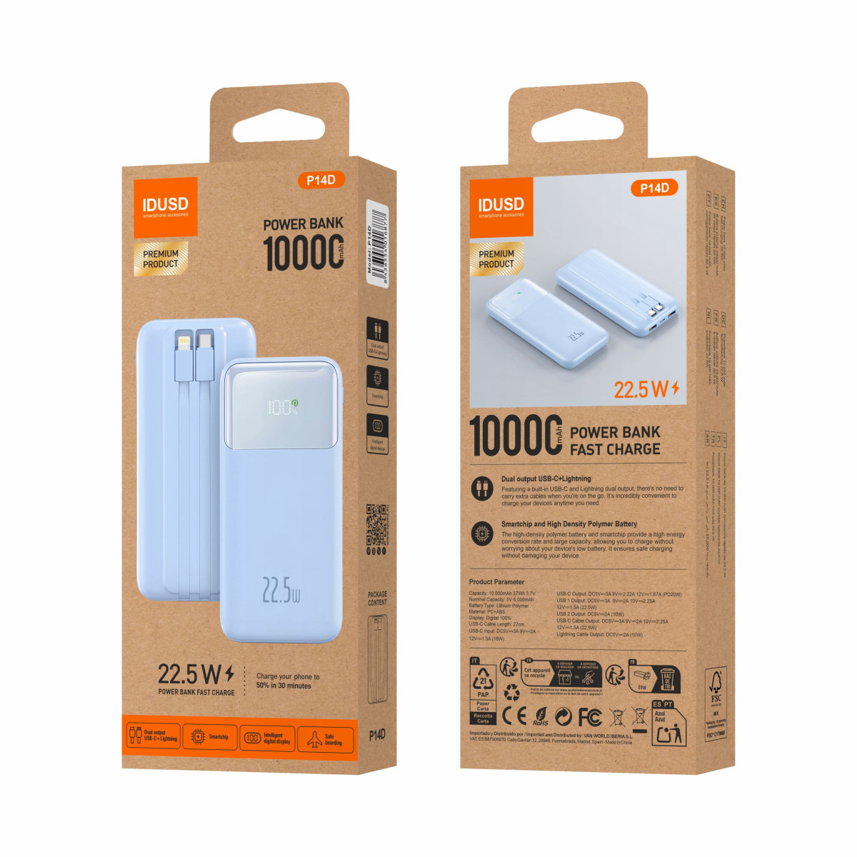Eco Power Flow 10.000mAh 22.5W Azul - P14D
