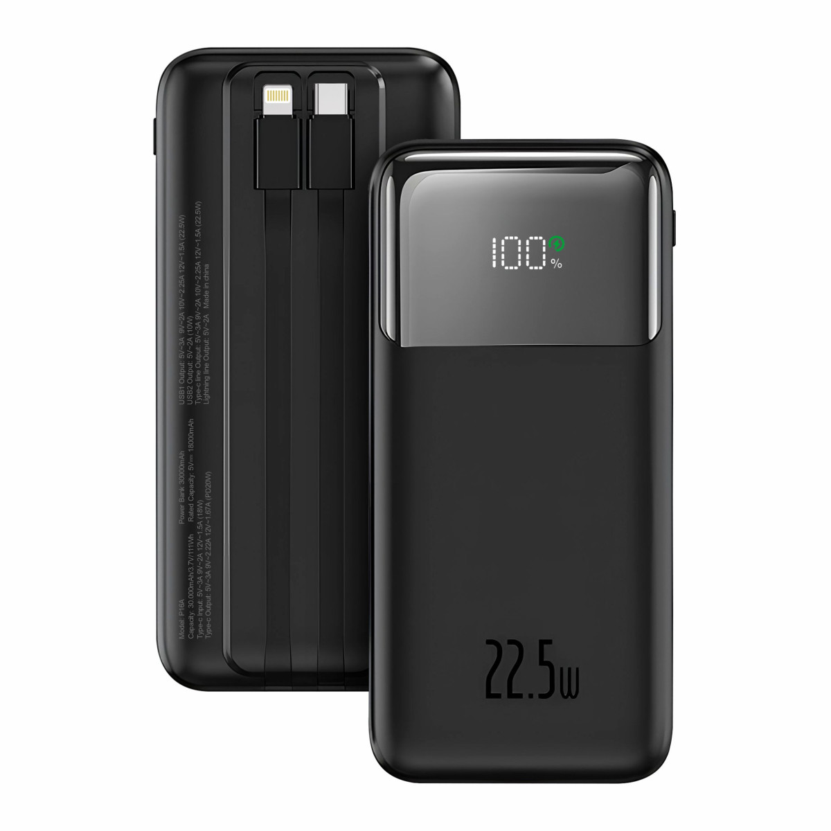 Eco Power Flow 30.000mAh 22.5W Negro - P16A