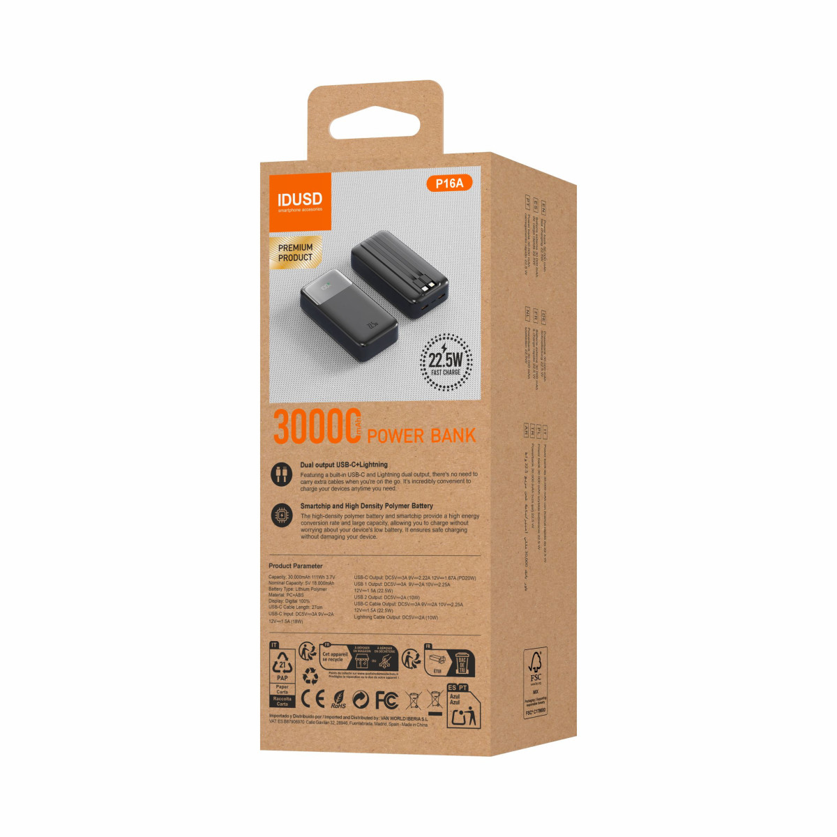 Eco Power Flow 30.000mAh 22.5W Negro - P16A
