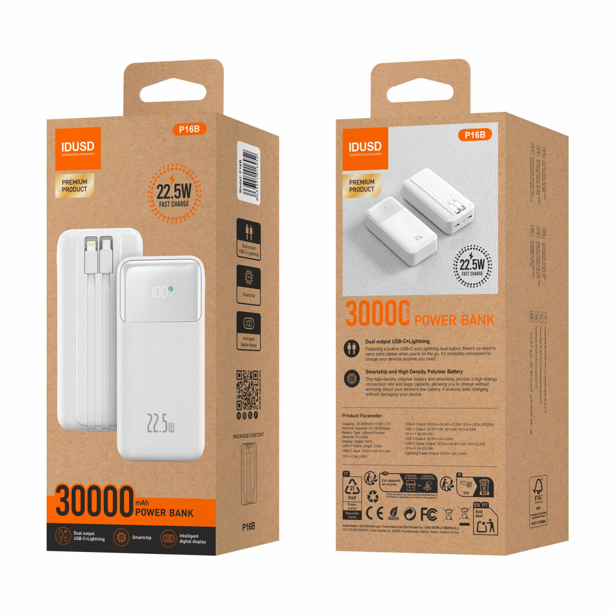 Eco Power Flow 30.000mAh 22.5W Blanco - P16B