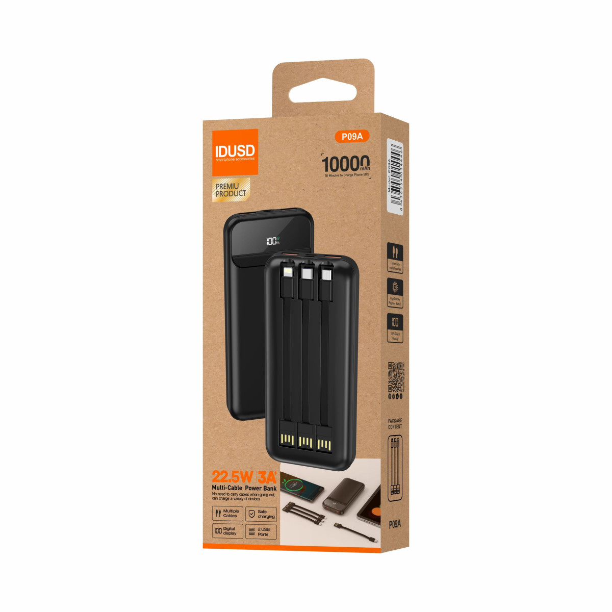 Power Bank 10.000mAh LED 100% 22.5W - P09A