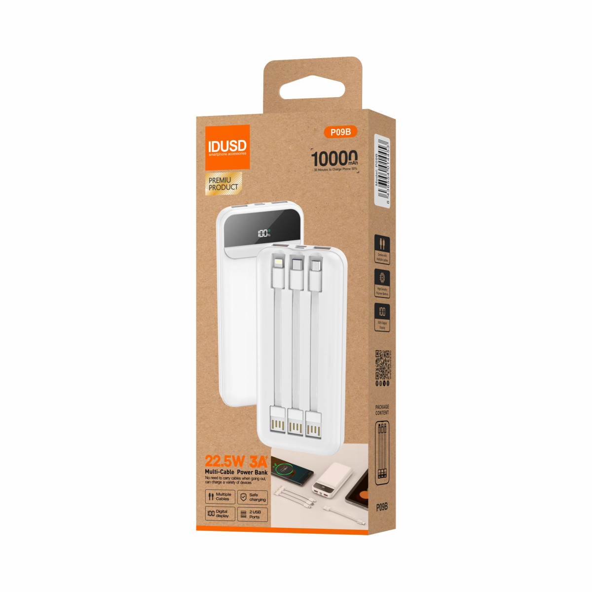 Power Bank 10.000mAh LED 100% 22.5W - P09B