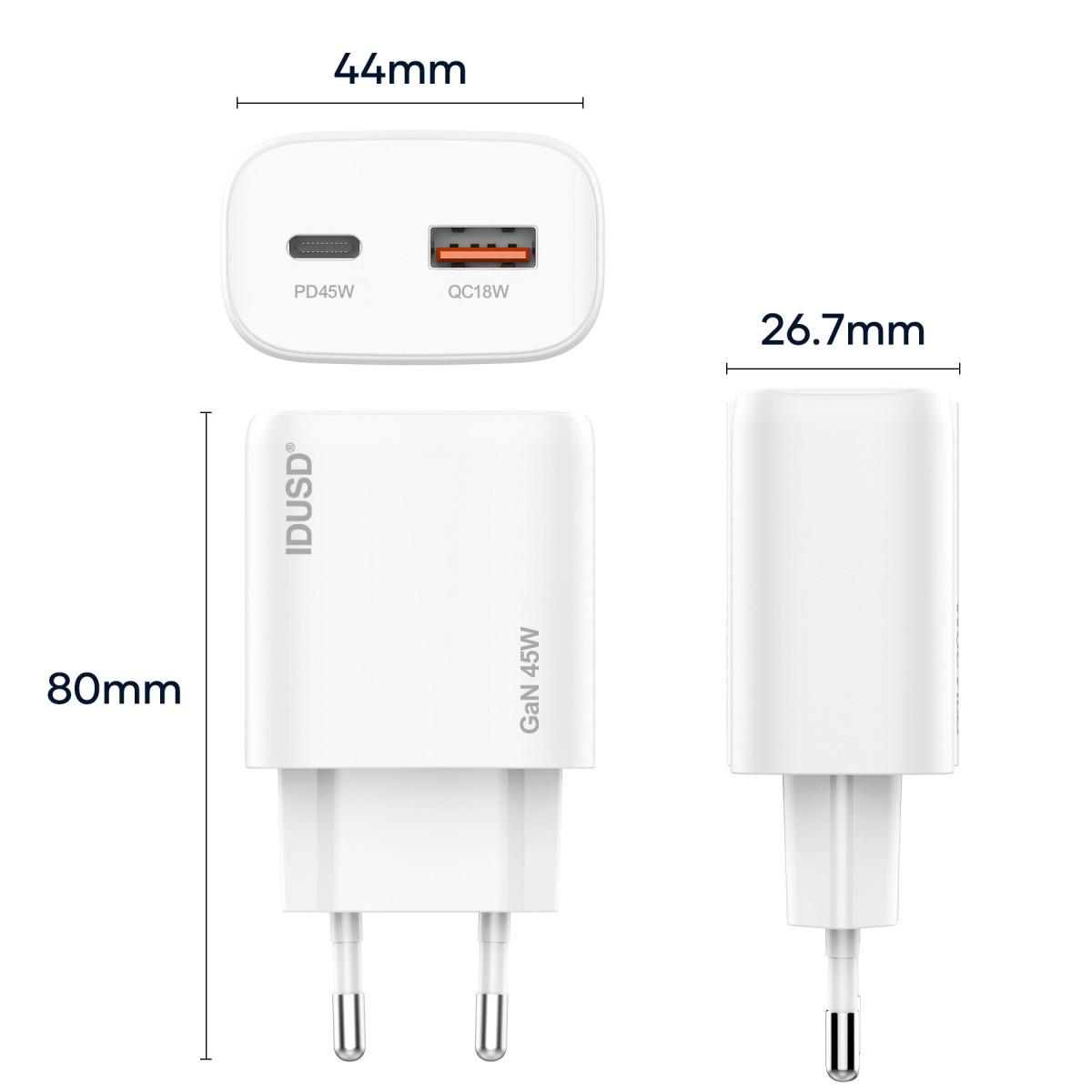 Cargador GaN PD45W A+C - PD USB-C - D386B