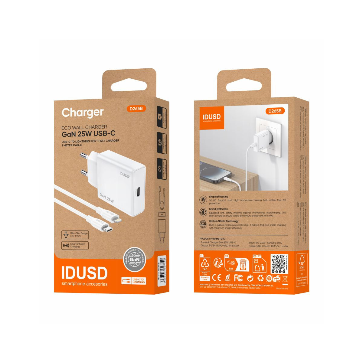 Cargador GaN PD25W 1C - PD Lightning - D265B