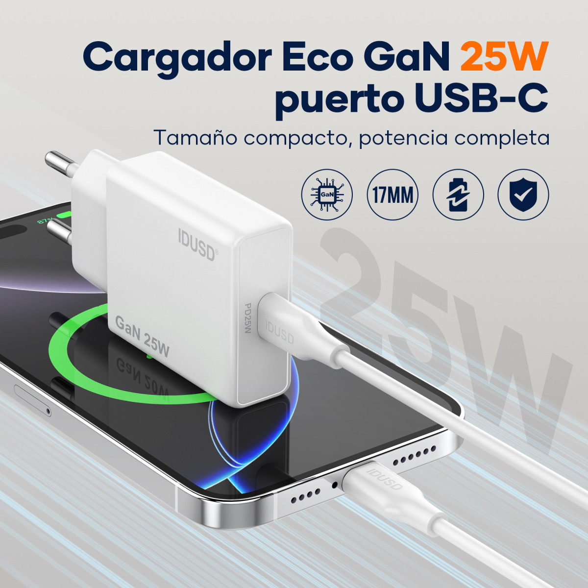 Cargador GaN PD25W 1C - PD Lightning - D265B