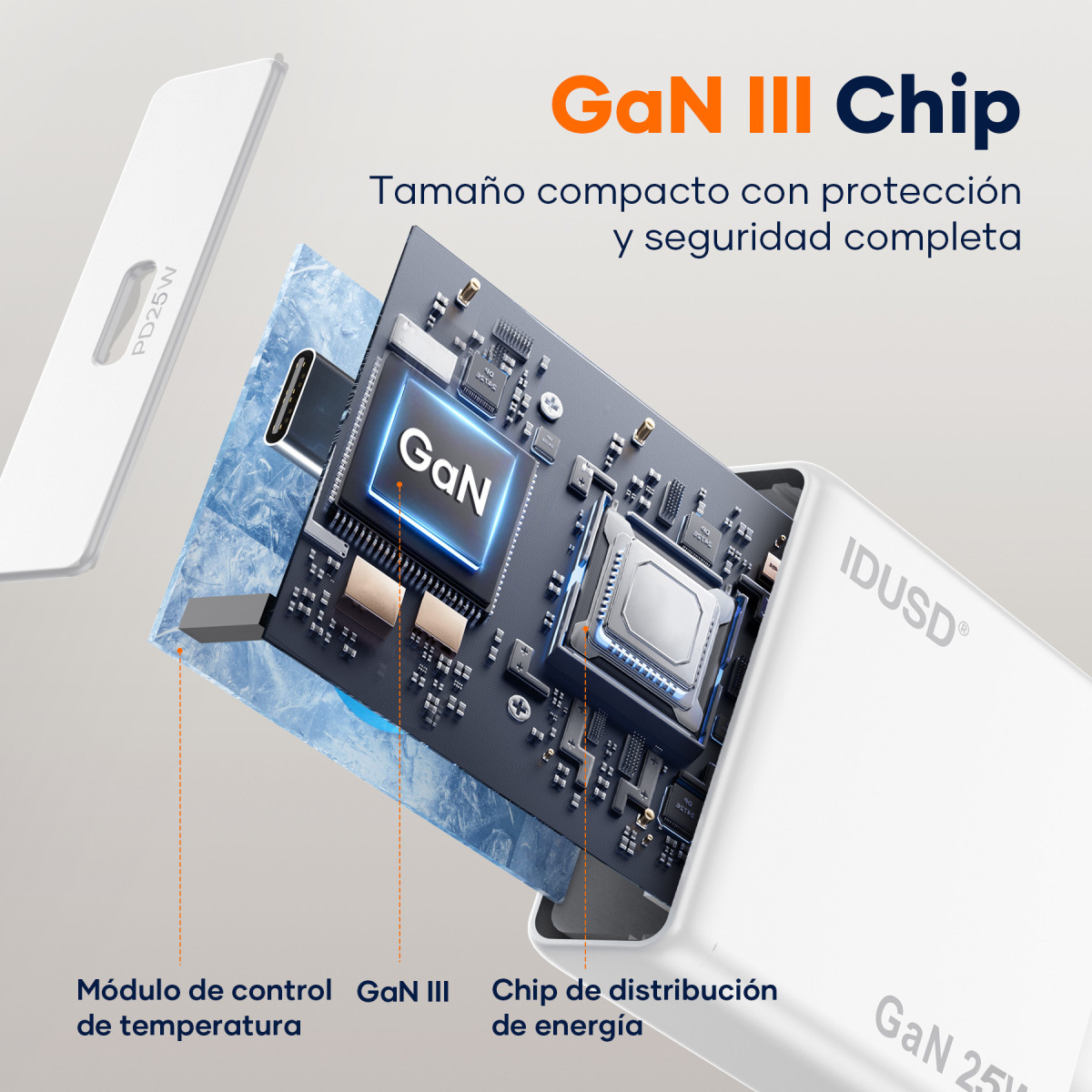 Cargador GaN PD25W 1C - PD Lightning - D265B