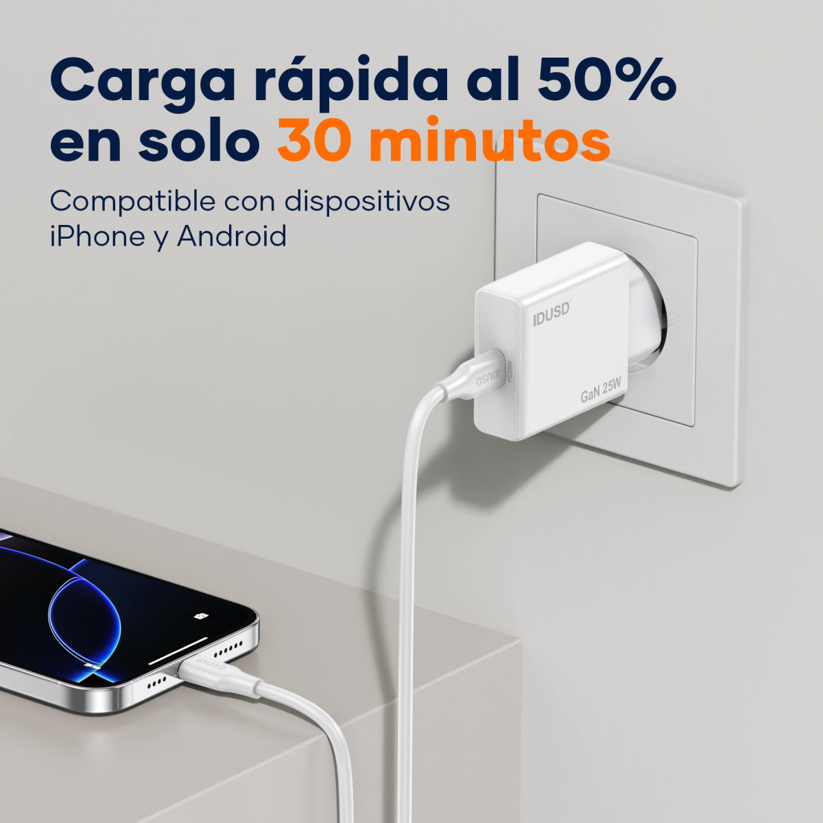 Cargador GaN PD25W 1C - PD USB-C - D266B