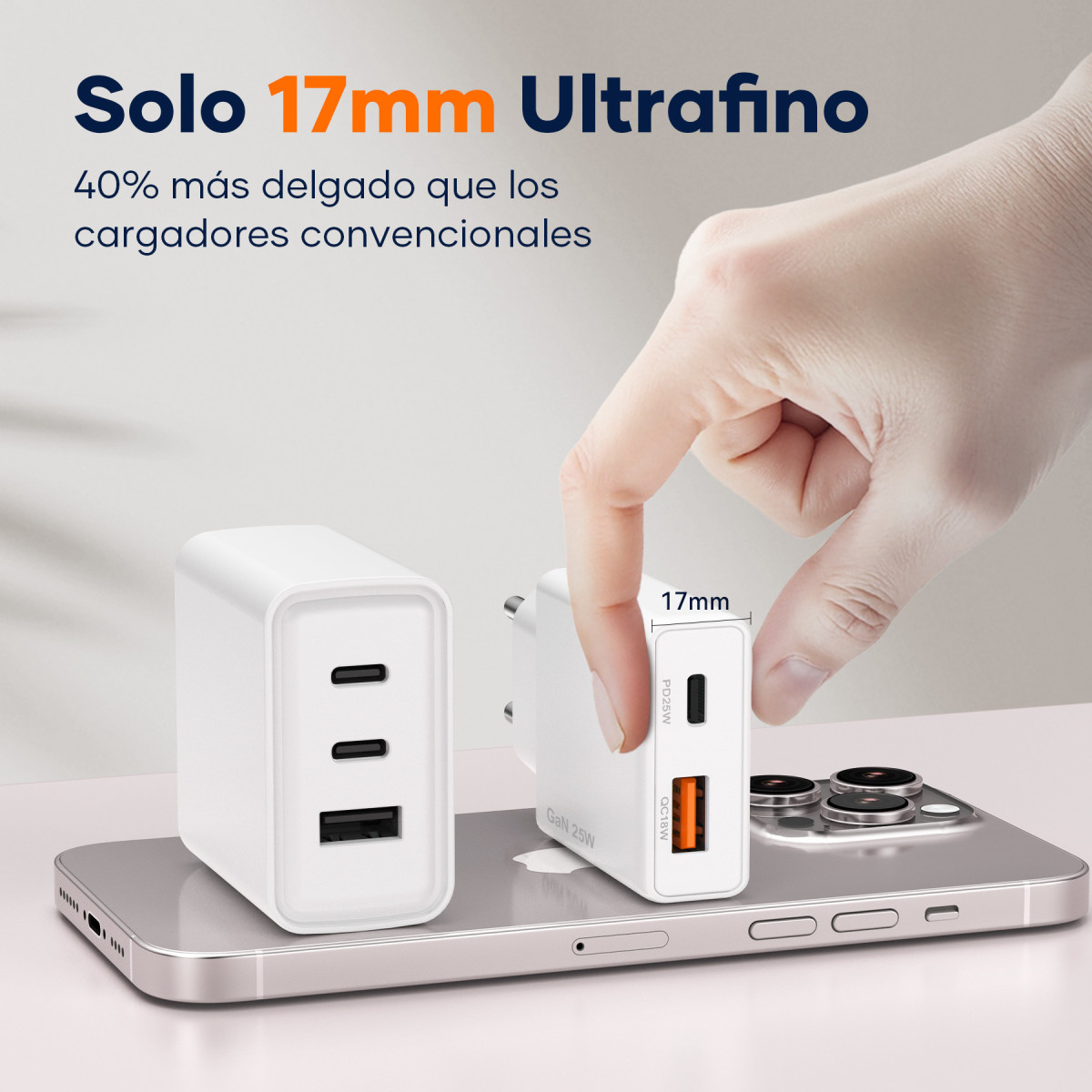 Cargador GaN PD25W A+C - D290B