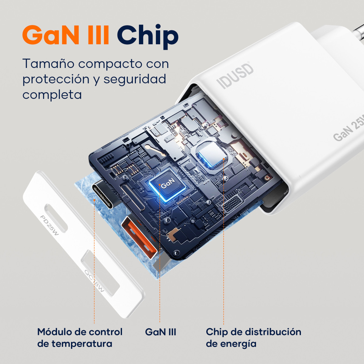 Cargador GaN PD25W A+C - D290B