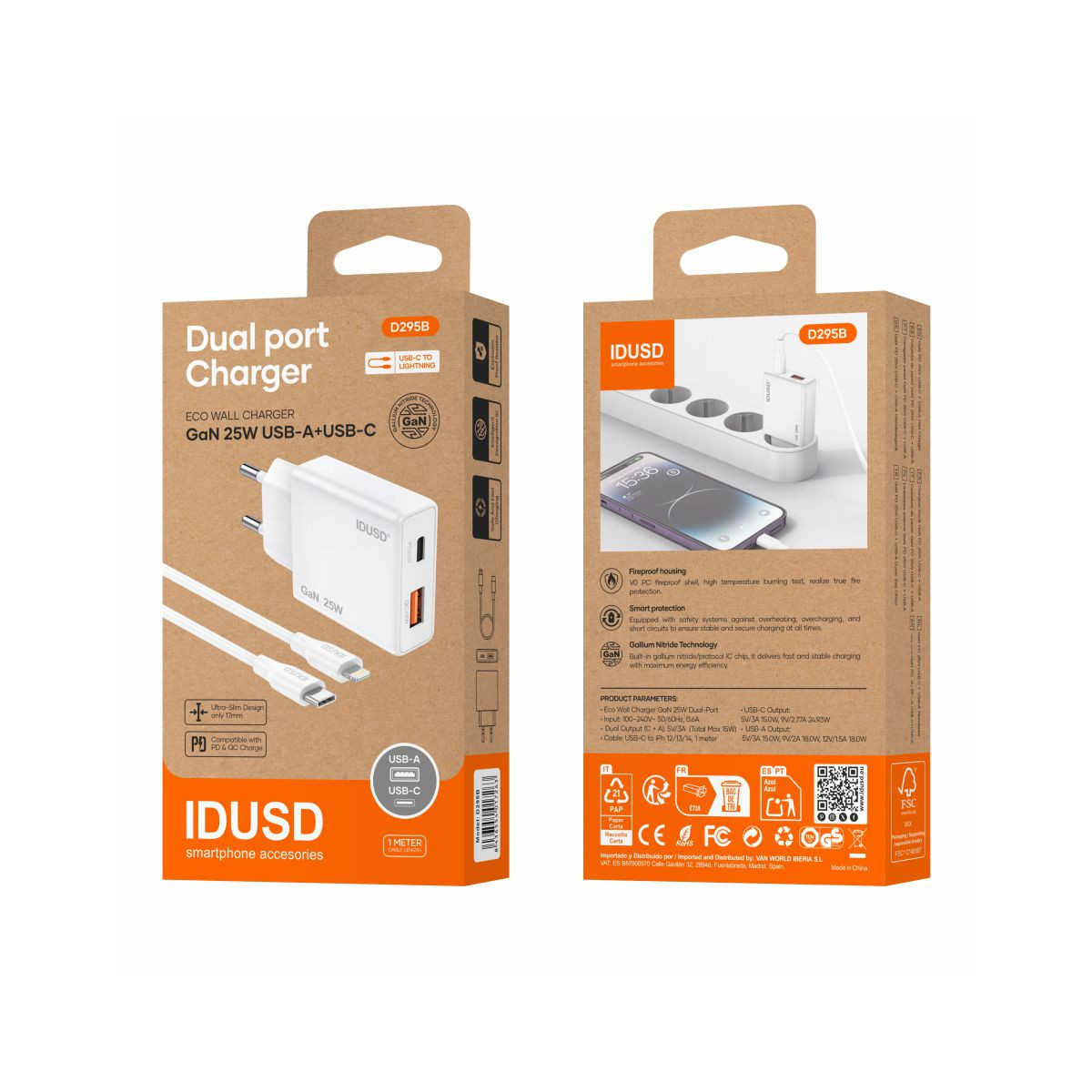 Cargador GaN PD25W A+C - PD Lightning - D295B