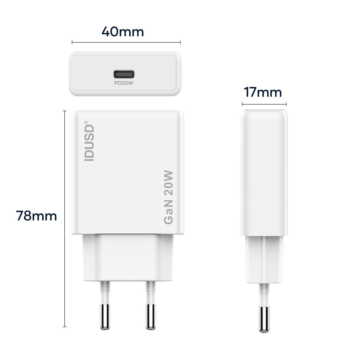 Cargador GaN PD20W 1C – PD USB-C – Ultrafino y Eficiente