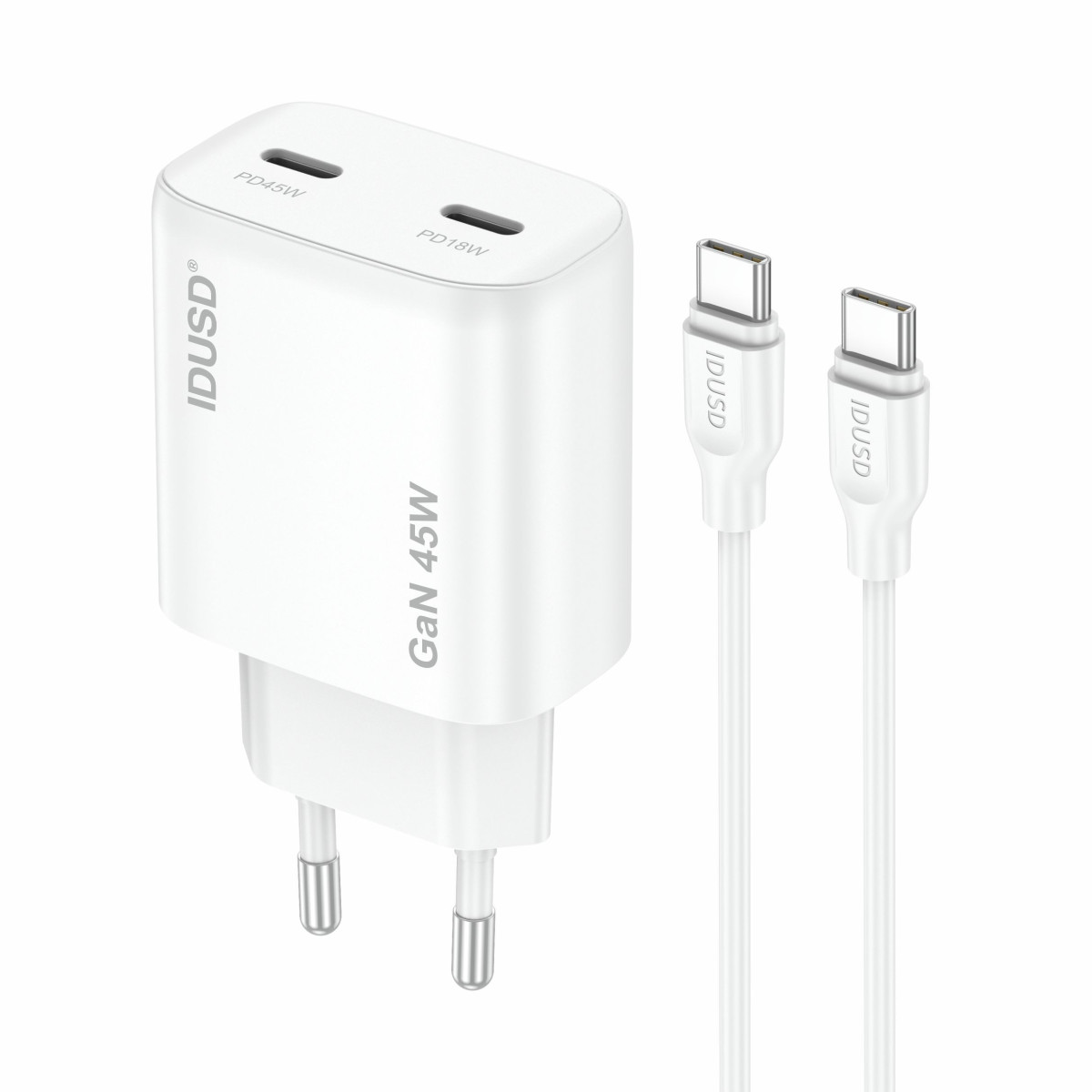 Cargador GaN PD45W  C+C + Cable PD USB-C - D396B