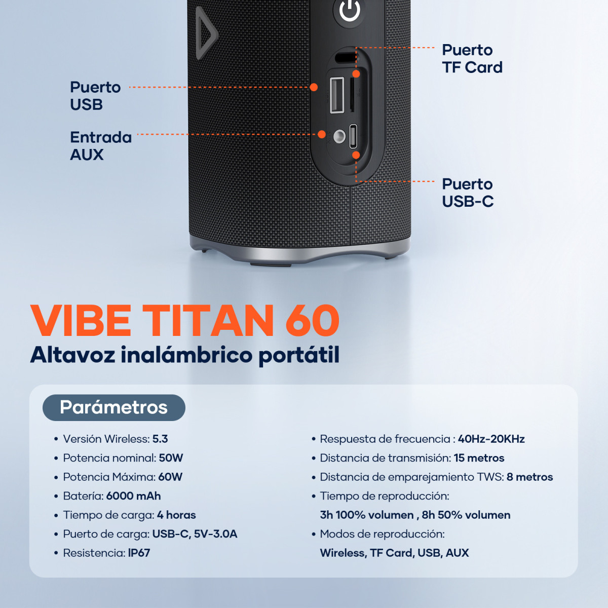 Vibe Titan 60 altavoz portátil 60W IP67