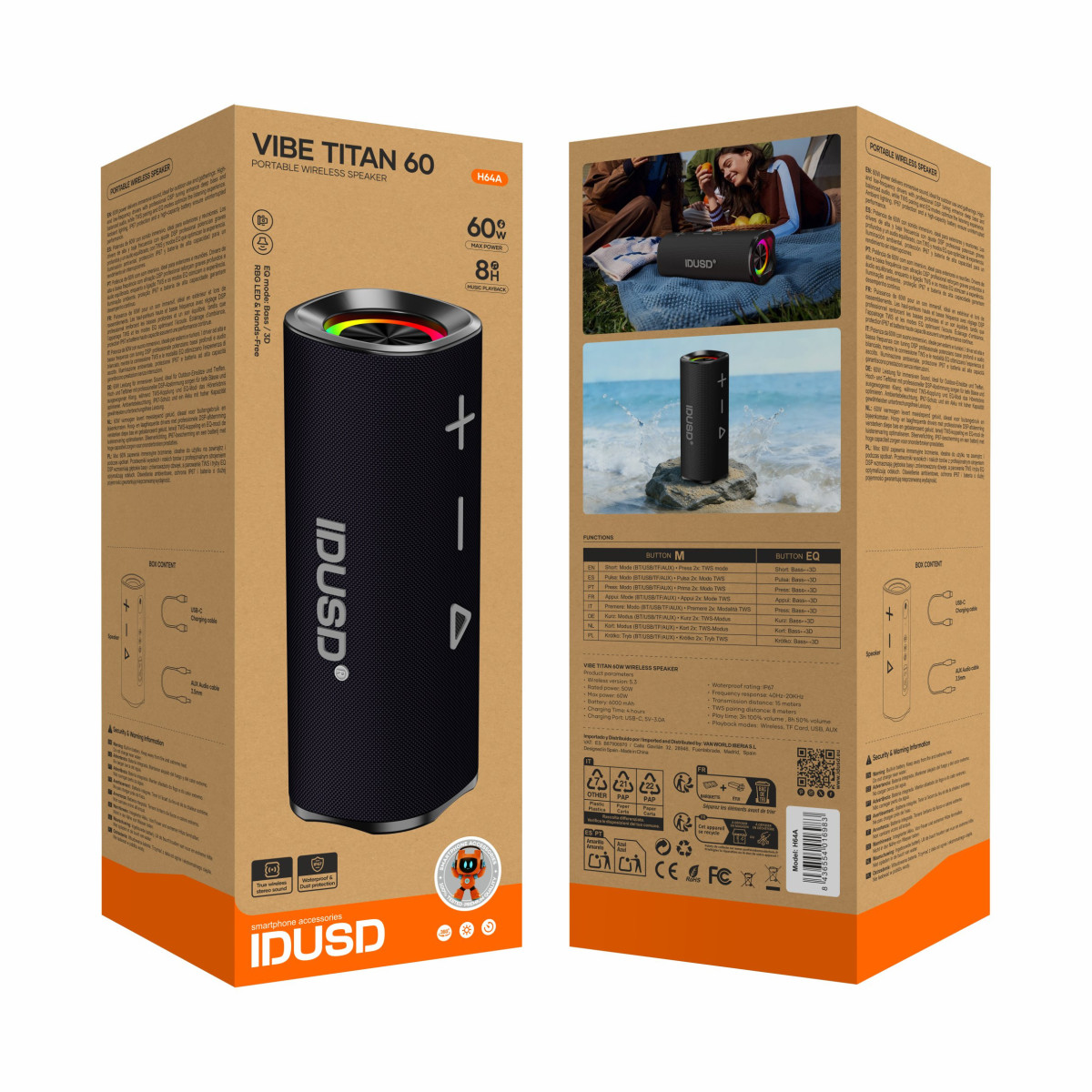 Vibe Titan 60 altavoz portátil 60W IP67