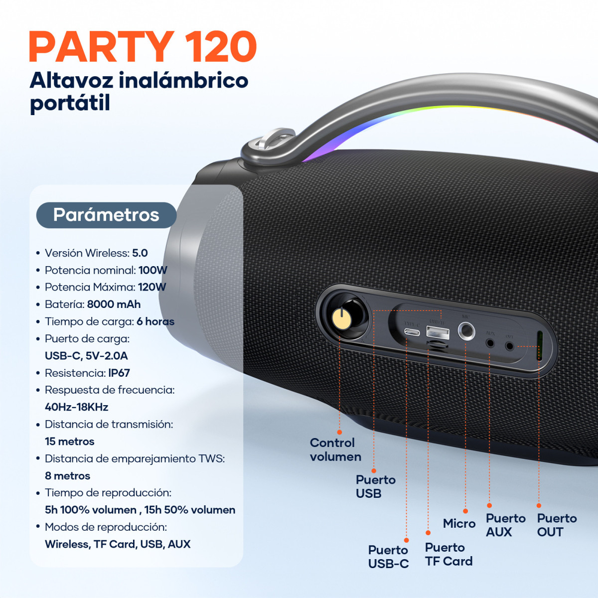 Party 120 altavoz exterior 120W IP67