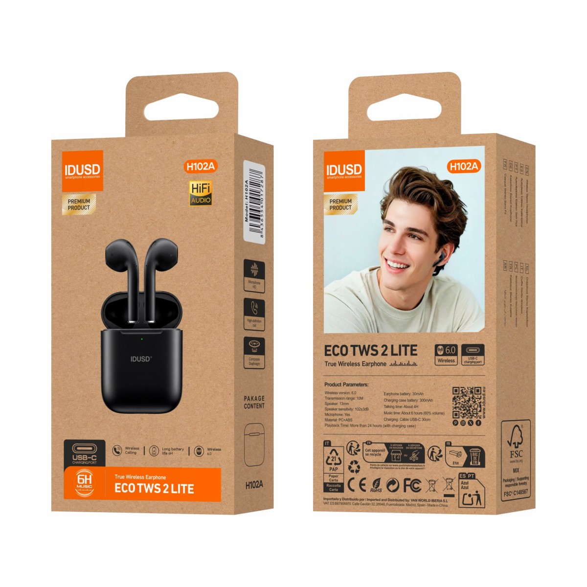 Auriculares ECO TWS 2 Lite | Bluetooth 5.3, HiFi, +24h de batería