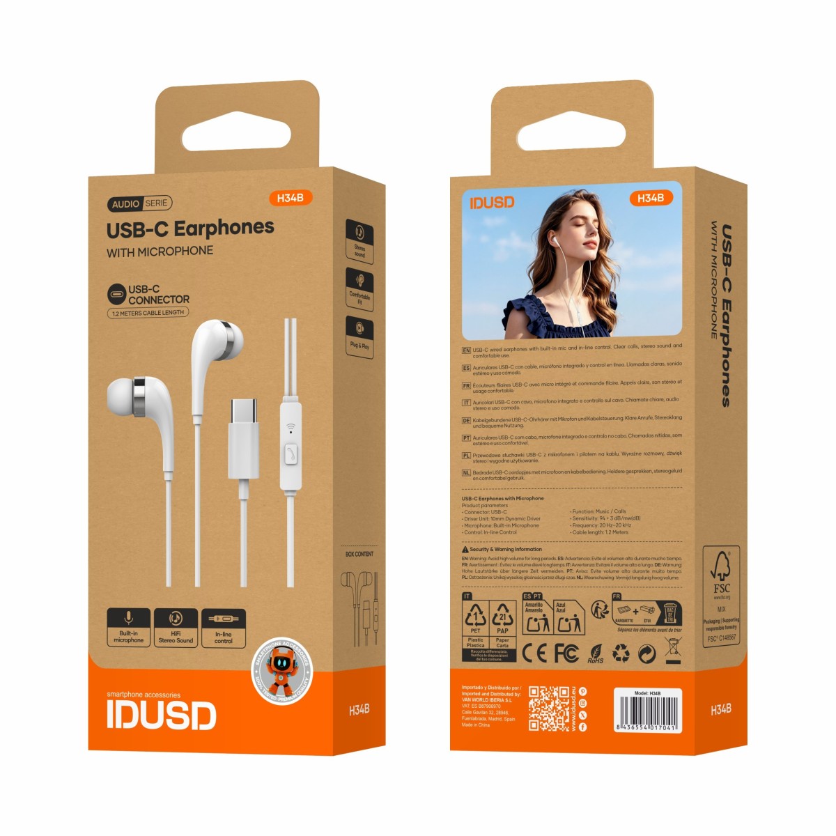 Auriculares USB-C Digital Estéreo con Micrófono - H34B