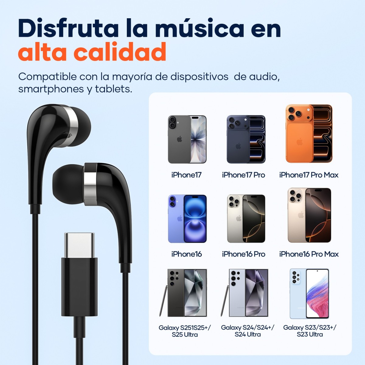 Auriculares USB-C Digital Estéreo con Micrófono - H34A