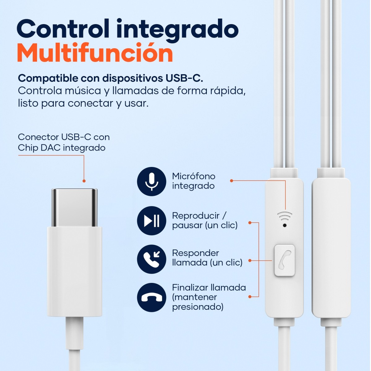 Auriculares USB-C Digital Estéreo con Micrófono - H34B