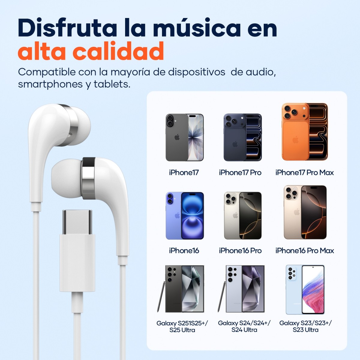 Auriculares USB-C Digital Estéreo con Micrófono - H34B